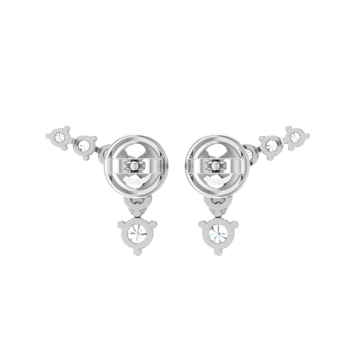 Boucles d'oreilles en or blanc 18 carats, diamants ronds et taille brillante SI/H Pour femmes en vente