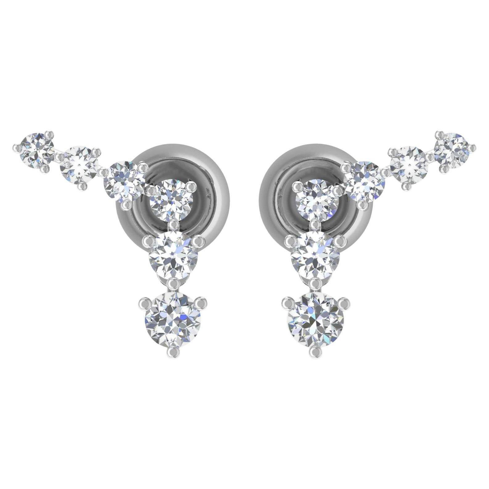Boucles d
oreilles en or blanc 18 carats, diamants ronds et taille brillante SI/H