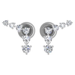 Boucles d
oreilles en or blanc 18 carats, diamants ronds et taille brillante SI/H