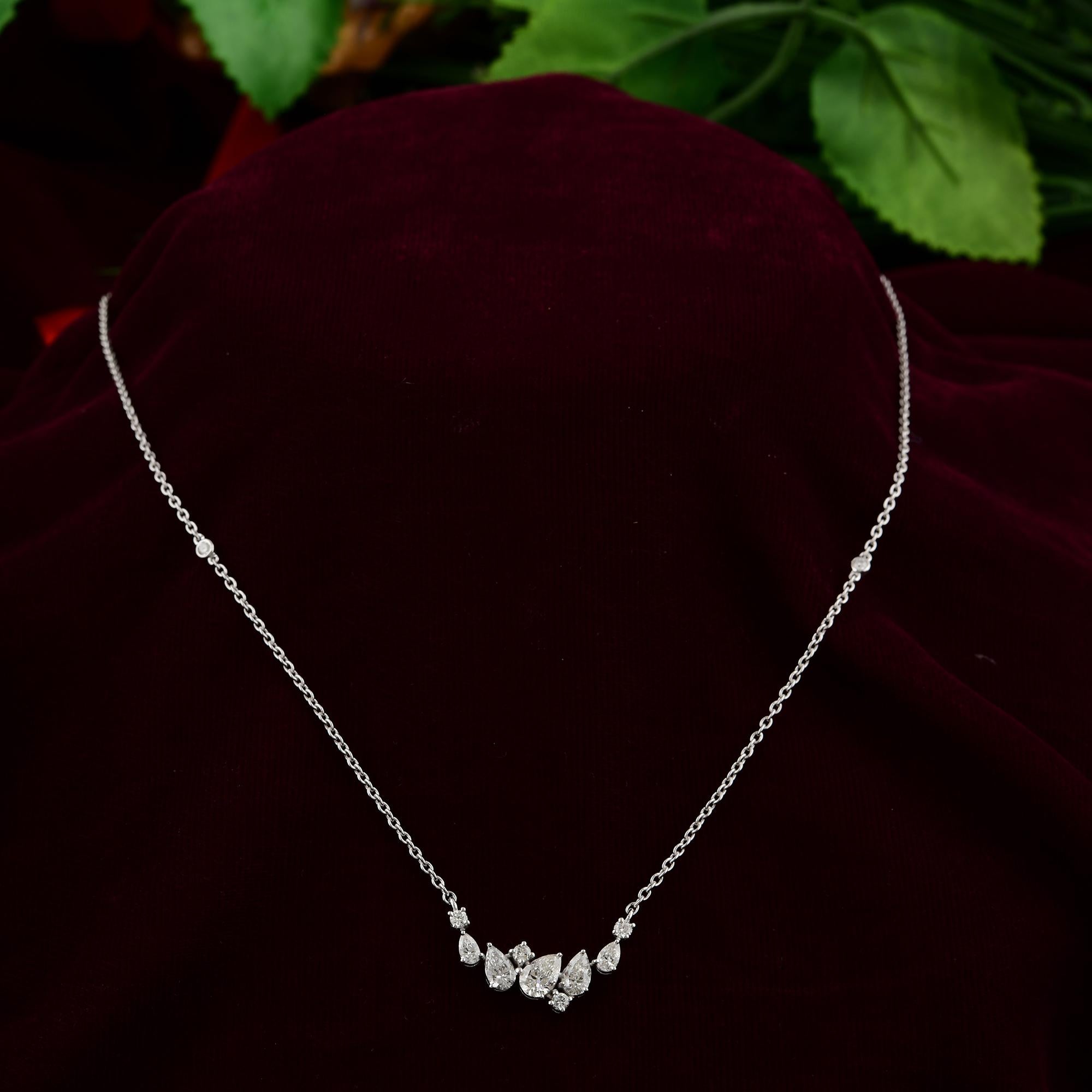 SI/HI 1,08ct Diamant Cluster Kette Halskette 18k Weißgold Feiner Schmuck Geschenk (Modernistisch) im Angebot