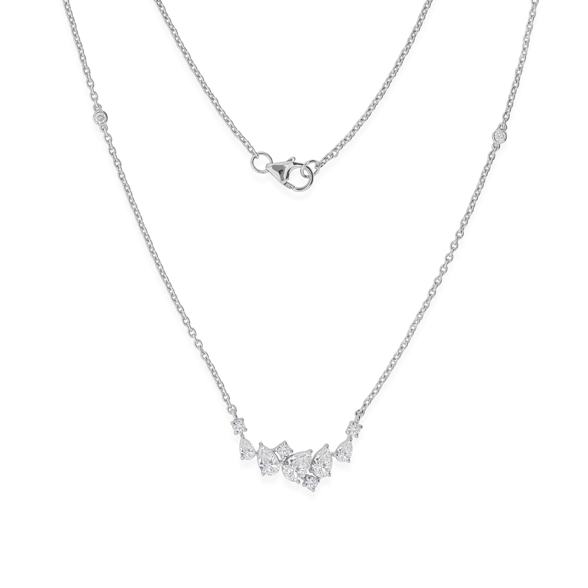 SI/HI 1,08ct Diamant Cluster Kette Halskette 18k Weißgold Feiner Schmuck Geschenk im Zustand „Neu“ im Angebot in Diera, Dubai