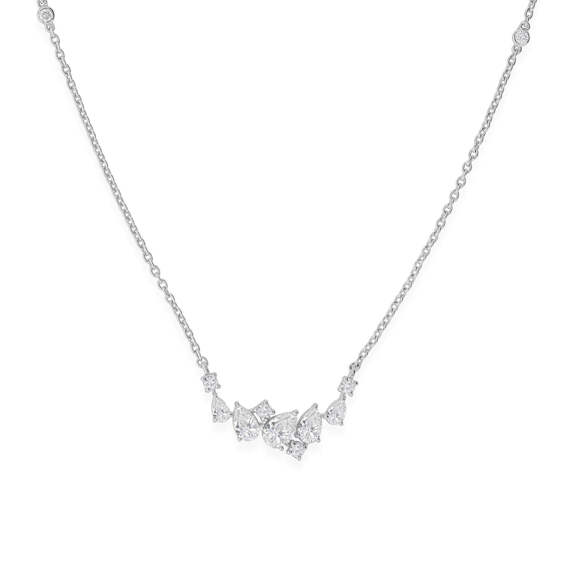 SI/HI 1,08ct Diamant Cluster Kette Halskette 18k Weißgold Feiner Schmuck Geschenk Damen im Angebot