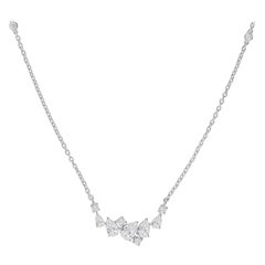 SI/HI 1.08ct Diamond Cluster Chain Necklace 18k White Gold Fine Jewelry Gift