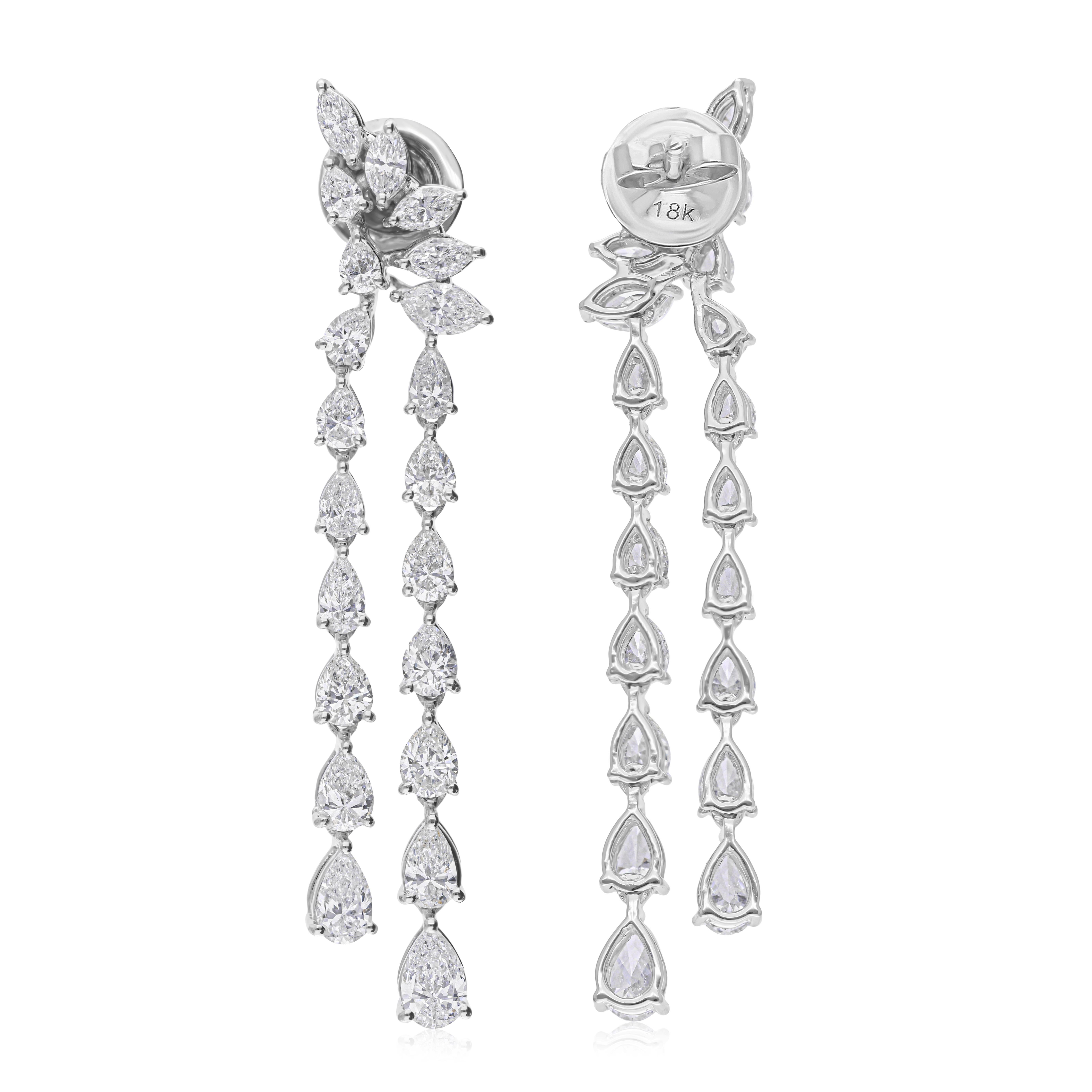 SI/HI Pendientes colgantes de diamantes de 3,93 quilates Oro blanco de 18 quilates Joyería fina en venta 2