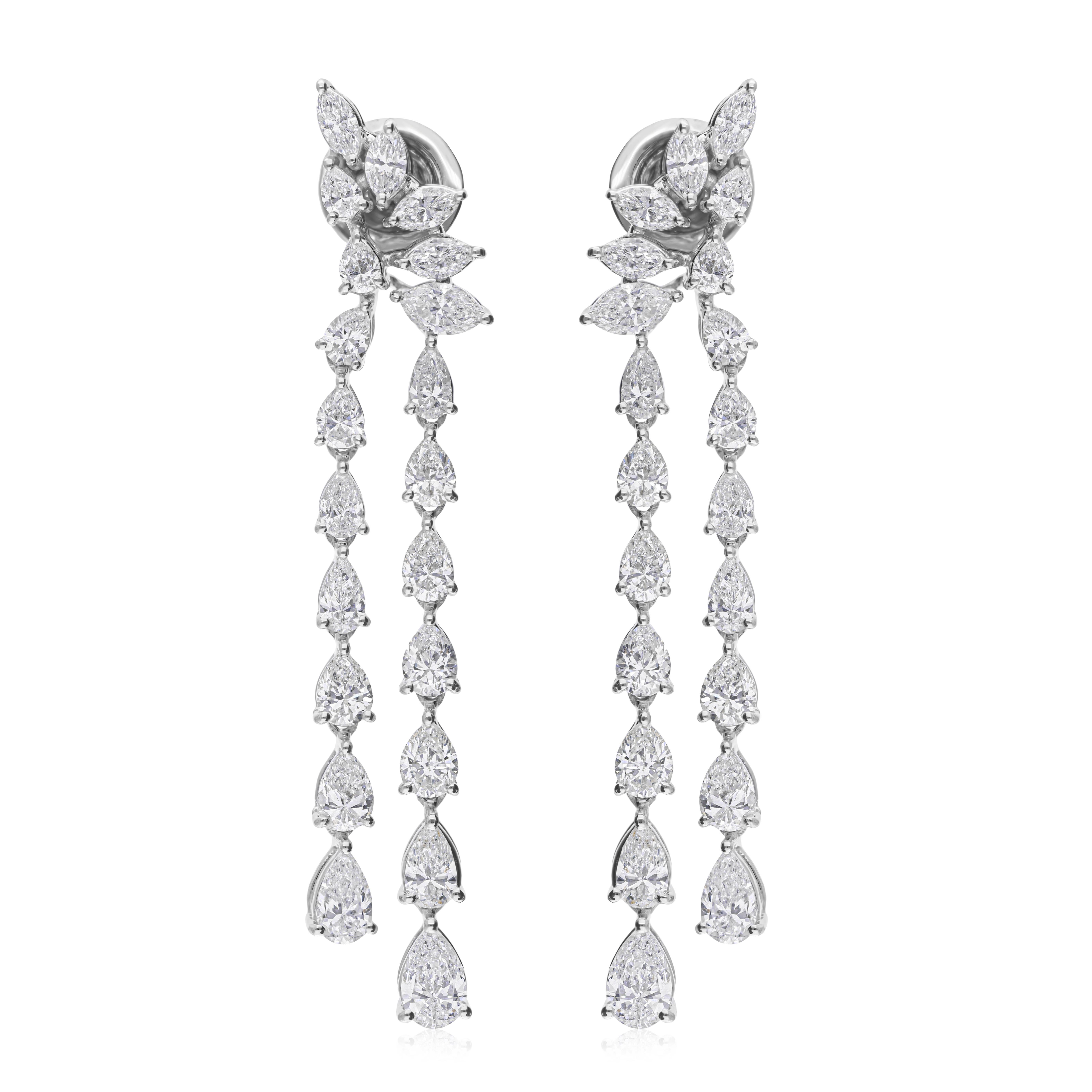 SI/HI Pendientes colgantes de diamantes de 3,93 quilates Oro blanco de 18 quilates Joyería fina en venta 3