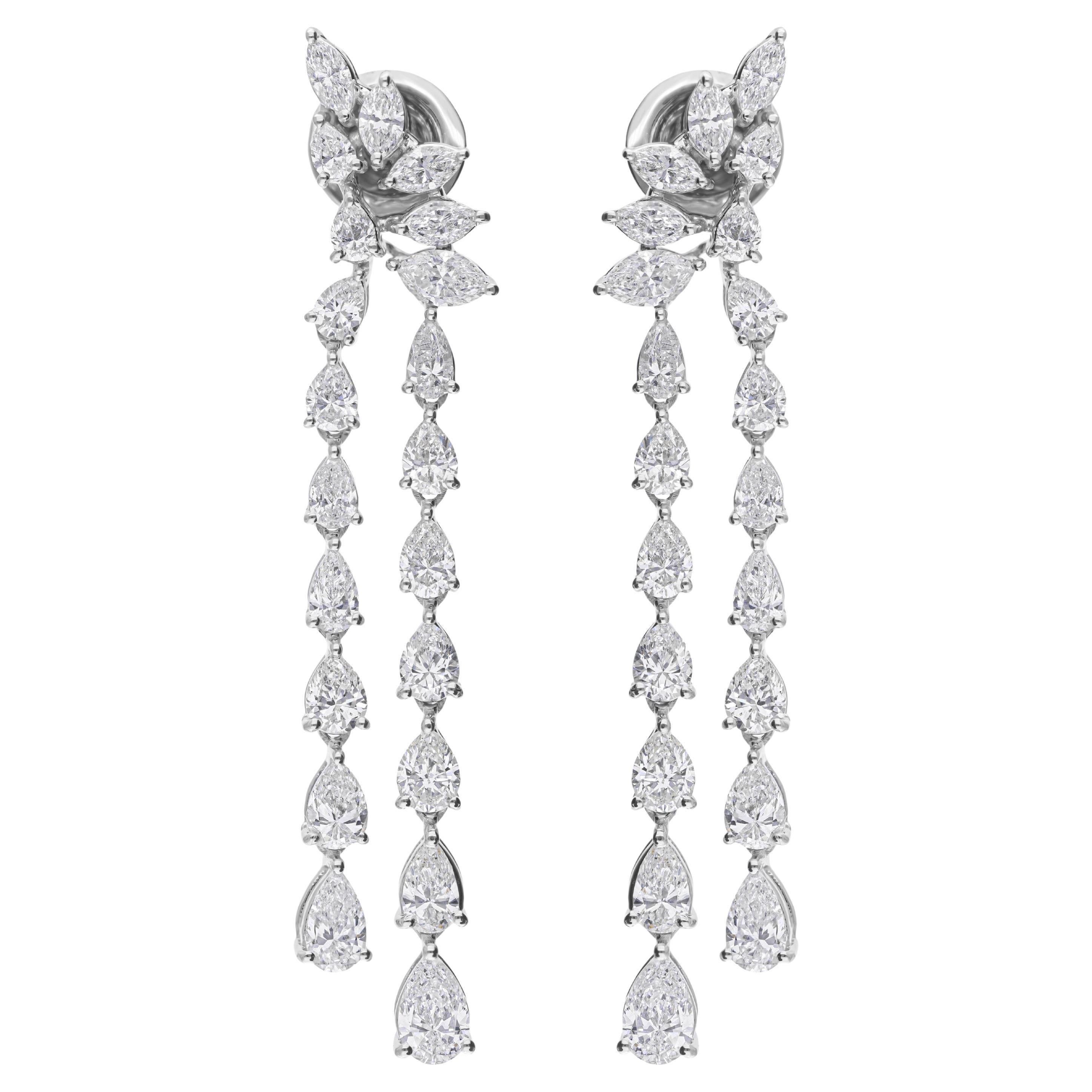 SI/HI Pendientes colgantes de diamantes de 3,93 quilates Oro blanco de 18 quilates Joyería fina en venta
