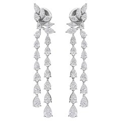 SI/HI Pendientes colgantes de diamantes de 3,93 quilates Oro blanco de 18 quilates Joyería fina