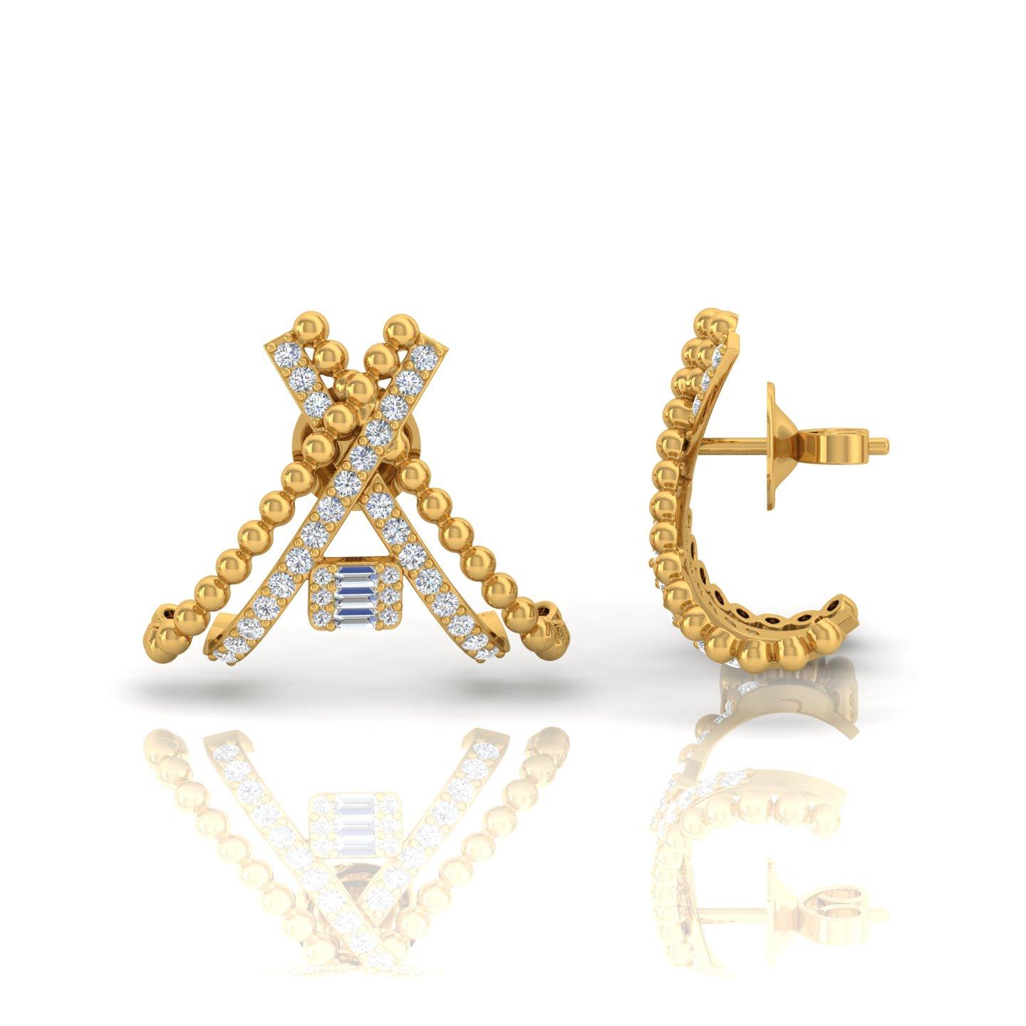 Item Code :- CN-32432
Gross Wt. :- 6.98 gm
18k Solid Yellow Gold Wt. :- 6.79 gm
Natural Diamond Wt. :- 0.96 Ct. ( AVERAGE DIAMOND CLARITY SI1-SI2 & COLOR H-I )
Earrings Size :- 20 x 24 mm approx.

✦ Sizing
.....................
We can adjust most
