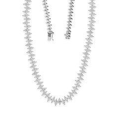 SI/HI Certified 16.3 Carat Marquise Cut Diamond Tennis Necklace 18k White Gold