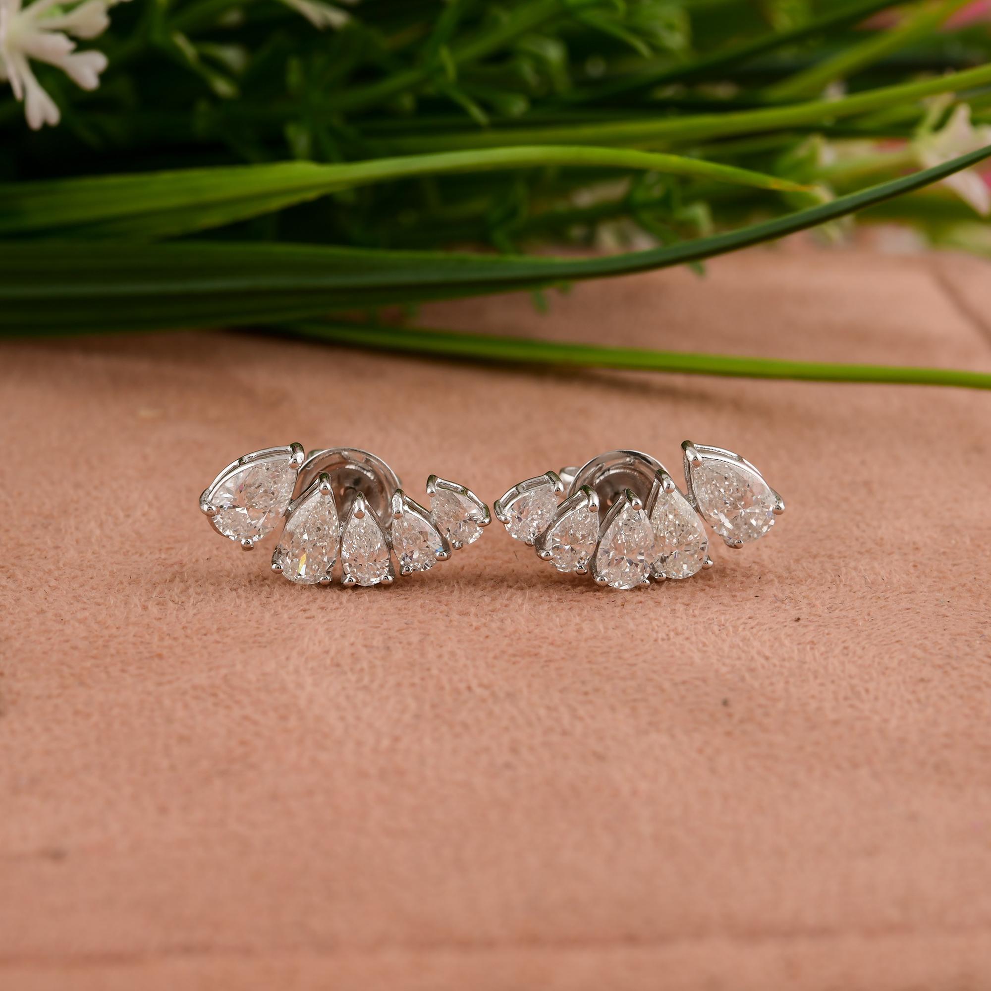 SI/HI Certified 2.5 Ct Diamond Ear Climber Stud Earrings 18 Karat White Gold For Sale 1