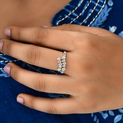 Spectrum 14k White Gold Pear-Cut Diamond Cluster Bypass Band