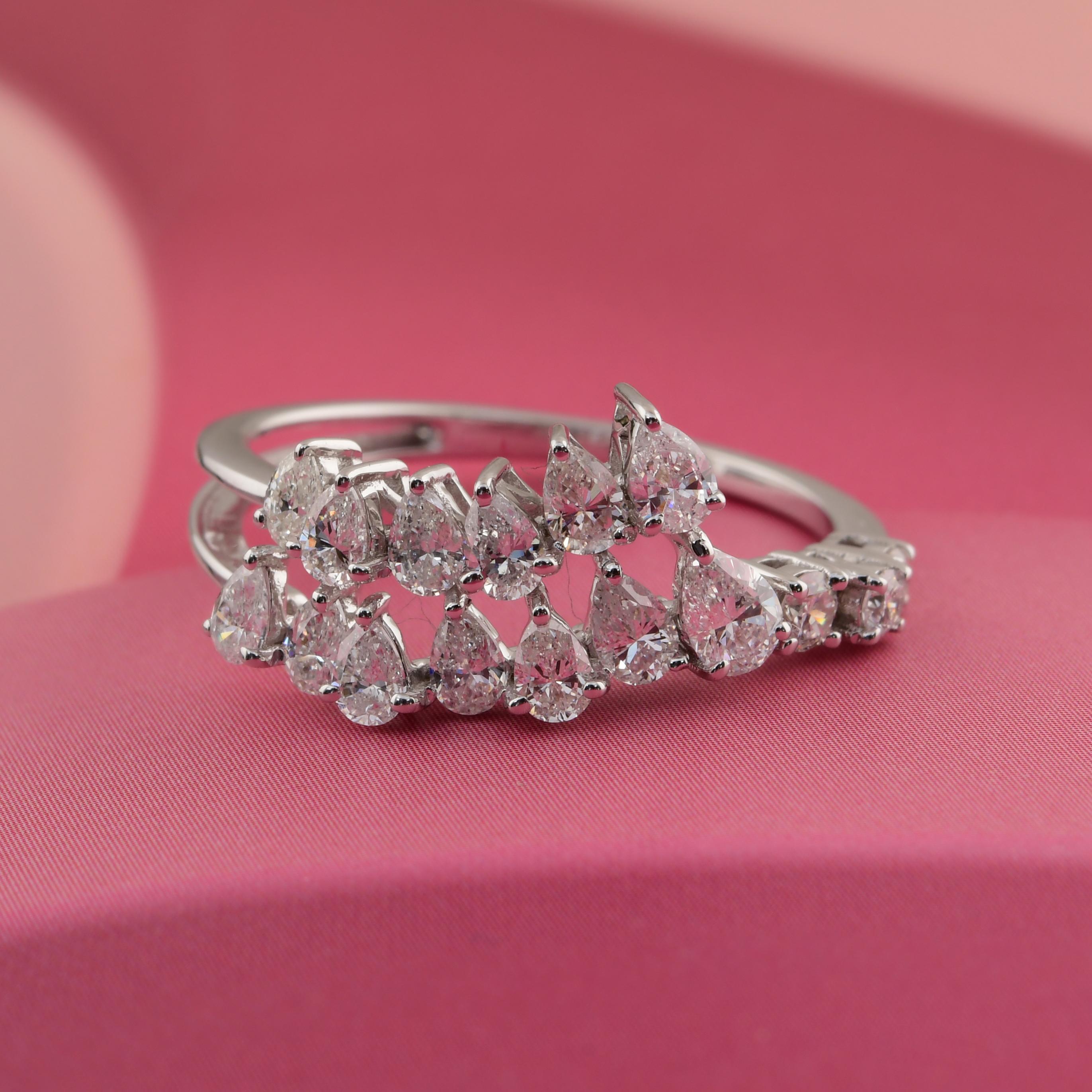 En vente :  Anneau de mariage pour femme en or blanc 18 carats avec diamant certifié SI/HI Bypass 2