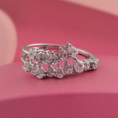 SI/HI zertifizierter Diamant Bypass Style Ehering für Frauen 18 Karat Weißgold