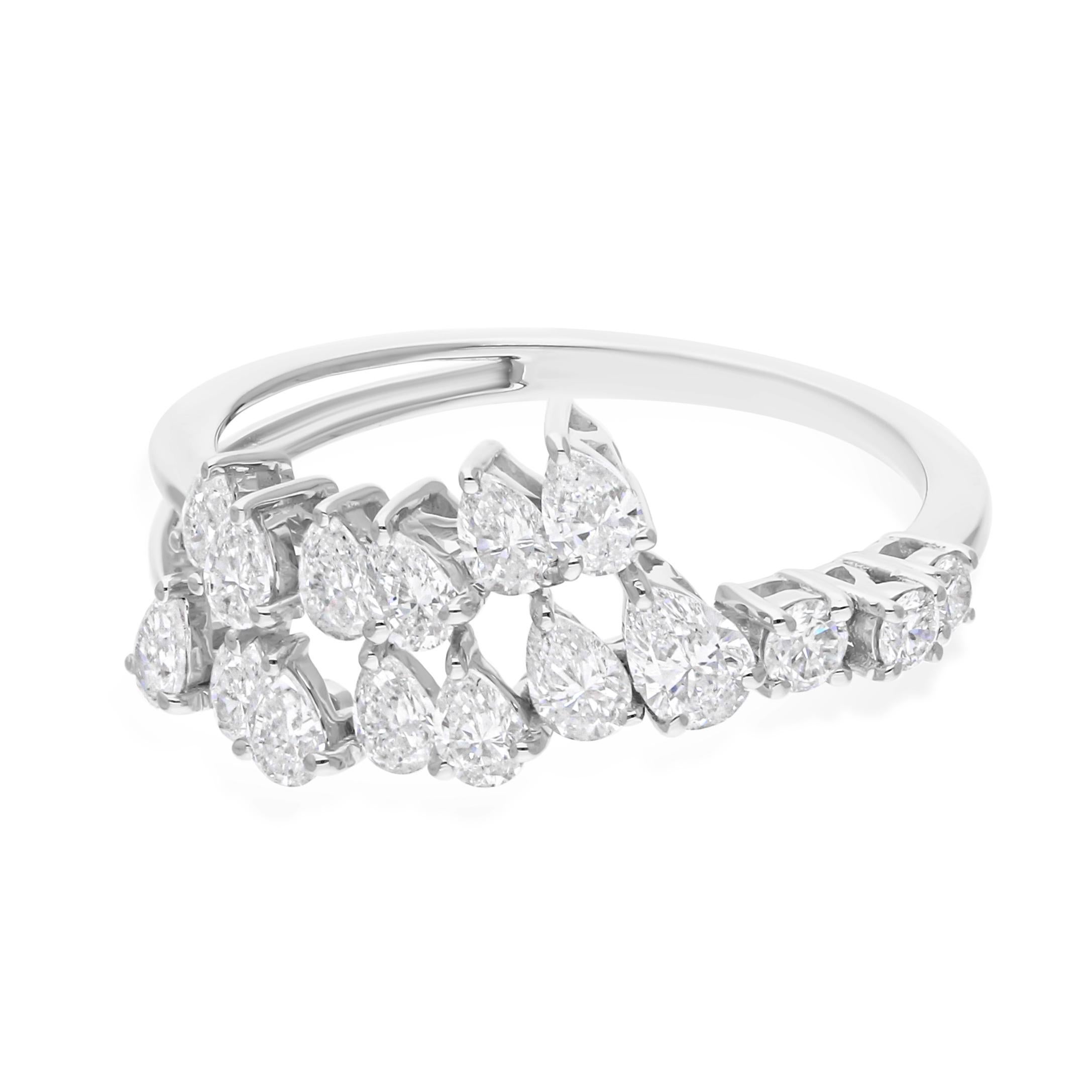 En vente :  Anneau de mariage pour femme en or blanc 18 carats avec diamant certifié SI/HI Bypass 3