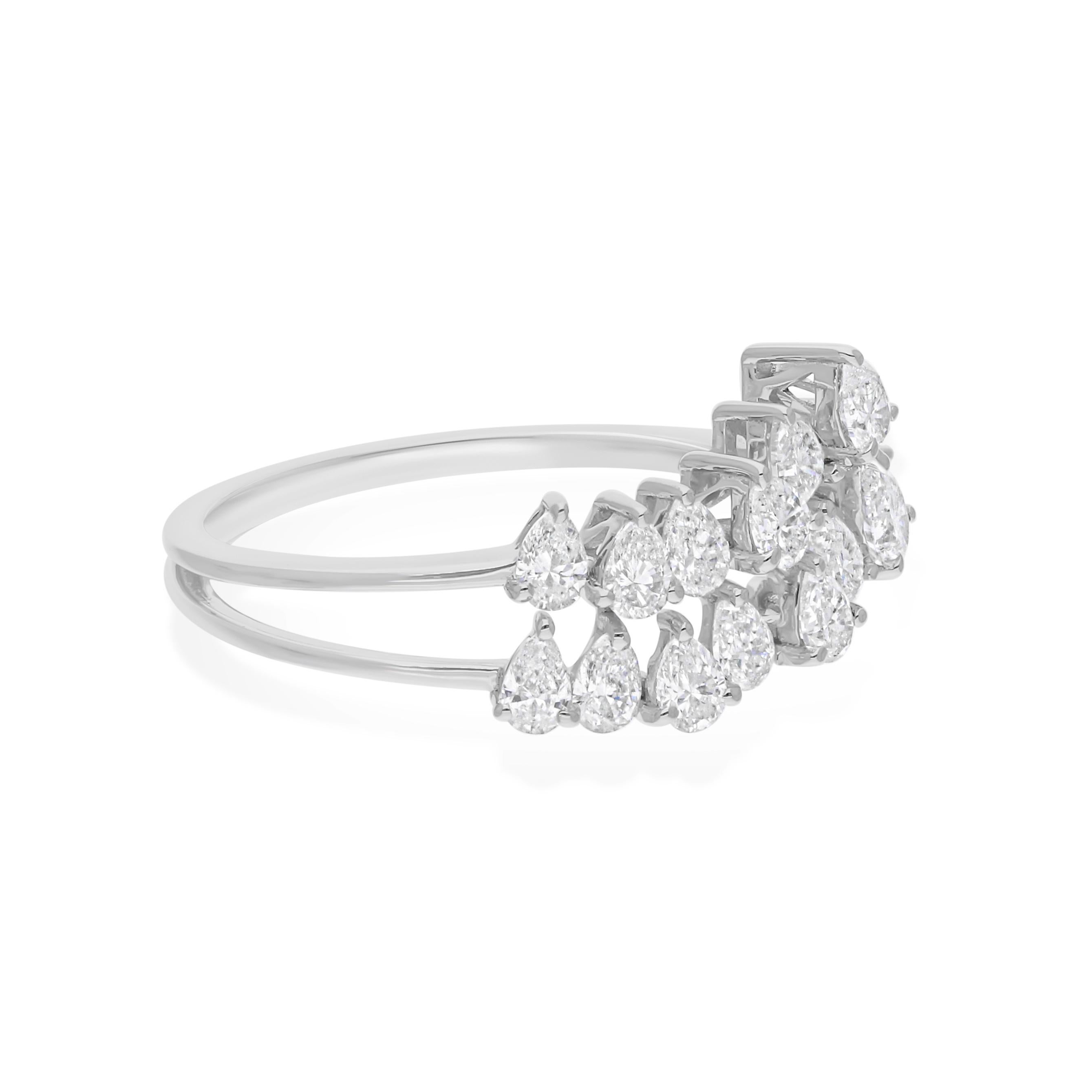 En vente :  Anneau de mariage pour femme en or blanc 18 carats avec diamant certifié SI/HI Bypass 4