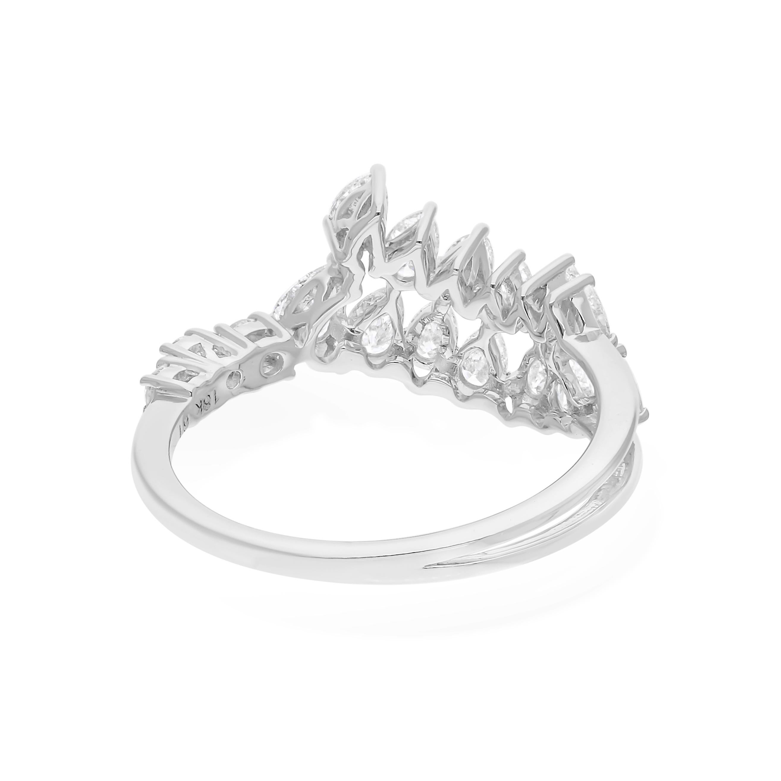 En vente :  Anneau de mariage pour femme en or blanc 18 carats avec diamant certifié SI/HI Bypass 5
