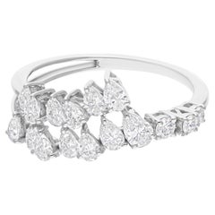 Anneau de mariage pour femme en or blanc 18 carats avec diamant certifié SI/HI Bypass