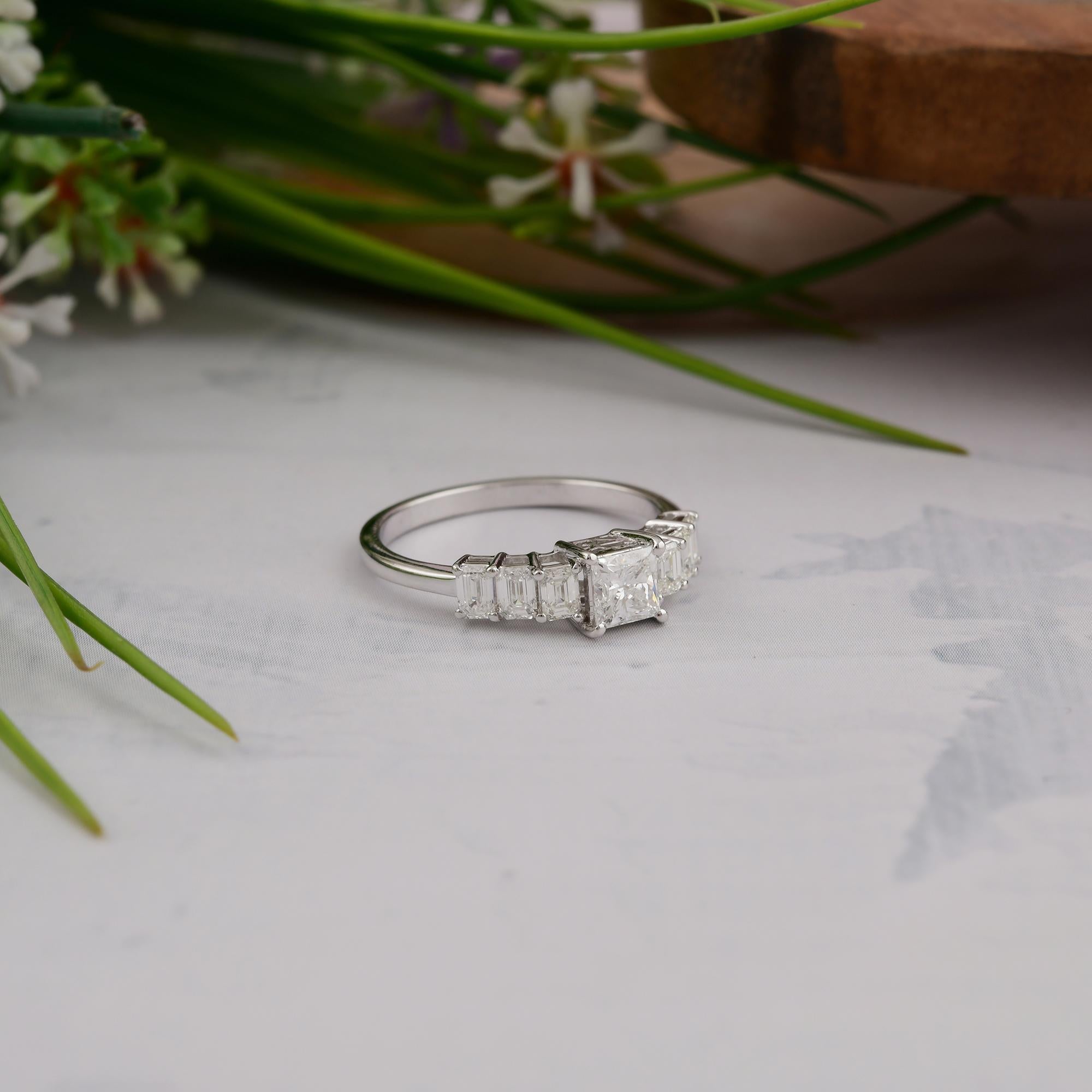 For Sale:  SI/HI Certified Princess Cut Center Diamond Engagement Ring 18 Karat White Gold 3
