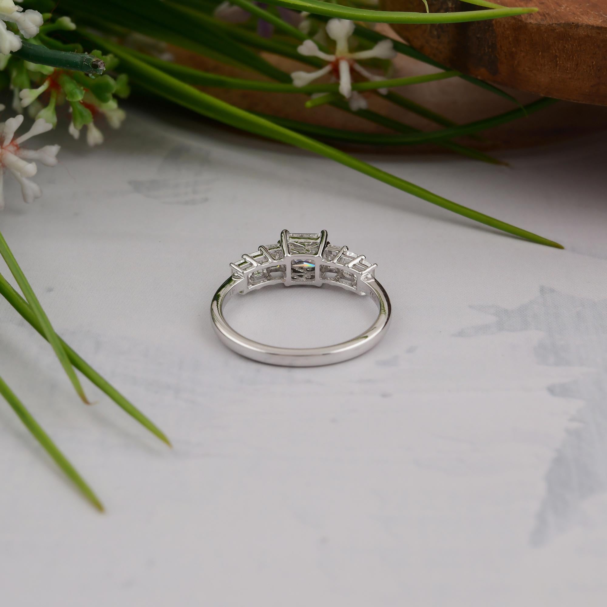 For Sale:  SI/HI Certified Princess Cut Center Diamond Engagement Ring 18 Karat White Gold 7