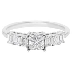 SI/HI Certified Princess Cut Center Diamond Engagement Ring 18 Karat White Gold