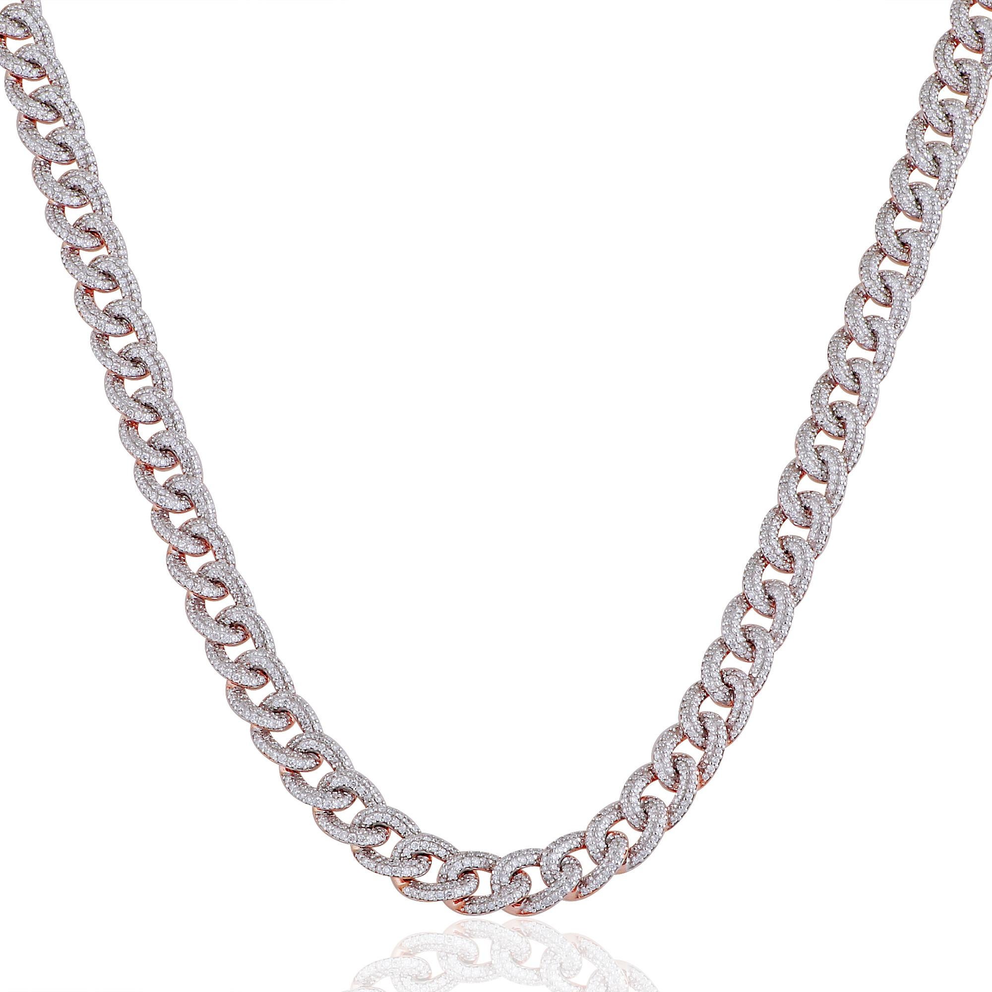 Erhöhen Sie Ihren Stil und hinterlassen Sie einen bleibenden Eindruck mit dieser SI/HI Diamond Pave Cuban Link Chain Necklace. Sie ist ein Zeugnis für außergewöhnliche Handwerkskunst, zeitlose Eleganz und die dauerhafte Schönheit von edlem Schmuck.