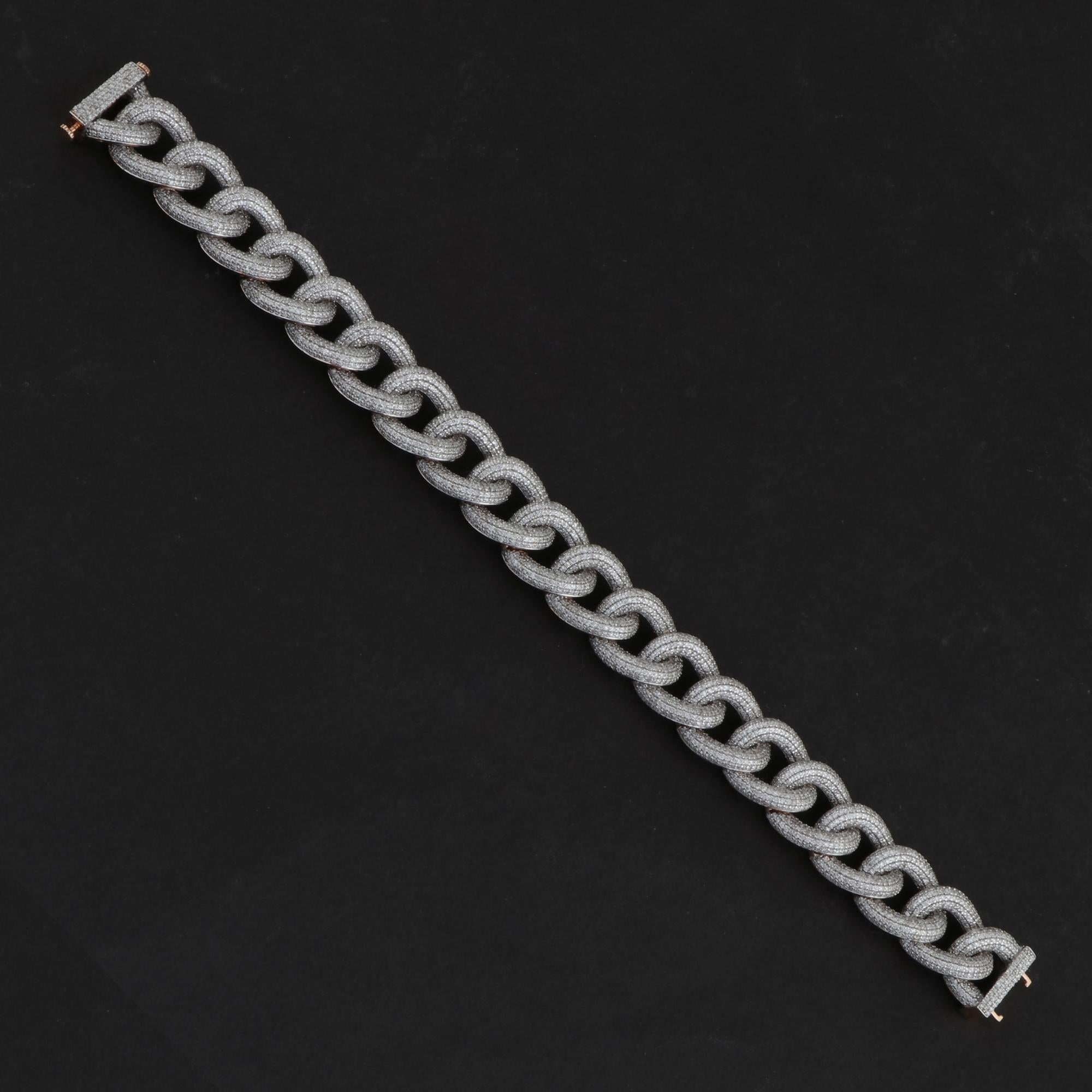 SI/HI Diamant Pave kubanische Gliederkette Halskette 18 Karat Roségold feiner Schmuck (Moderne) im Angebot