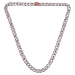 SI/HI Diamant Pave kubanische Gliederkette Halskette 18 Karat Roségold feiner Schmuck