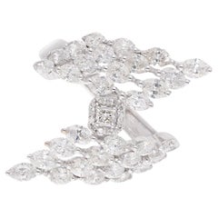 SI/HI Marquise-Diamantring mit Prinzessinnenschliff aus 18 Karat Weißgold, handgefertigt