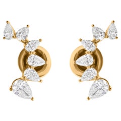 SI/HI Birnenschliff Diamant-Climber-Ohrstecker 18k Gelbgold
