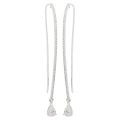 SI/HI Boucles d'oreilles poire diamant crochet or blanc massif 18 carats Bijoux fins