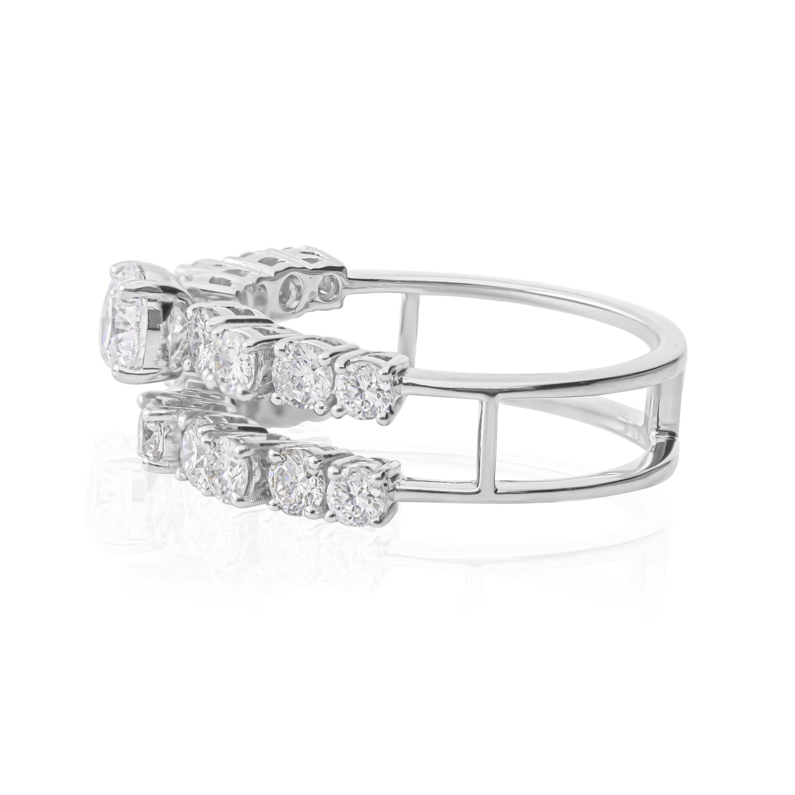 En vente :  SI/HI Real Diamond Double Band Engagement Ring 18k Solid White Gold (Bague de fiançailles à double anneau en diamant véritable SI/HI) 5