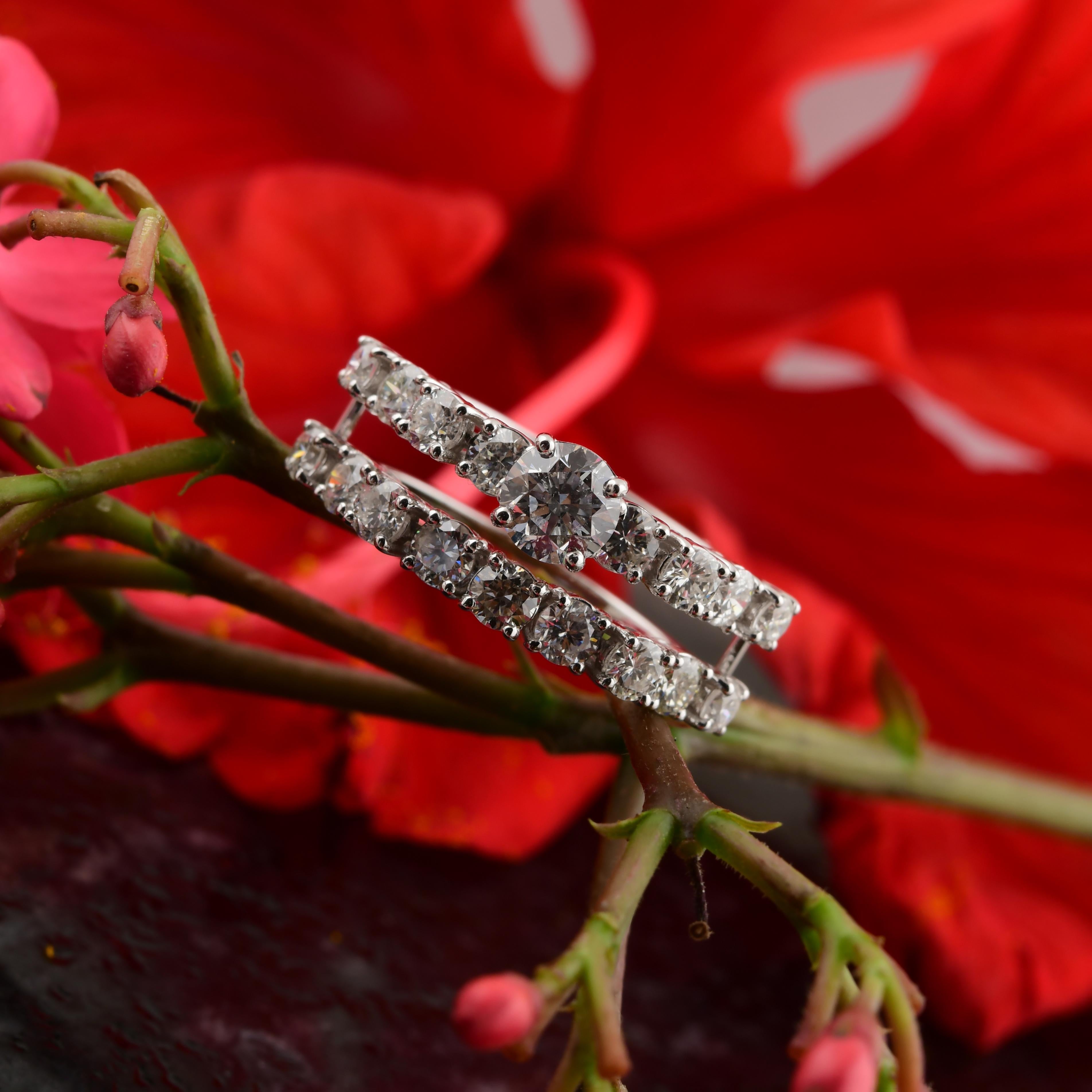 En vente :  SI/HI Real Diamond Double Band Engagement Ring 18k Solid White Gold (Bague de fiançailles à double anneau en diamant véritable SI/HI) 8