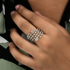 SI/HI Real Diamond Spiral Cocktail Ring 14k White Gold Fine Jewelry Gift for Her