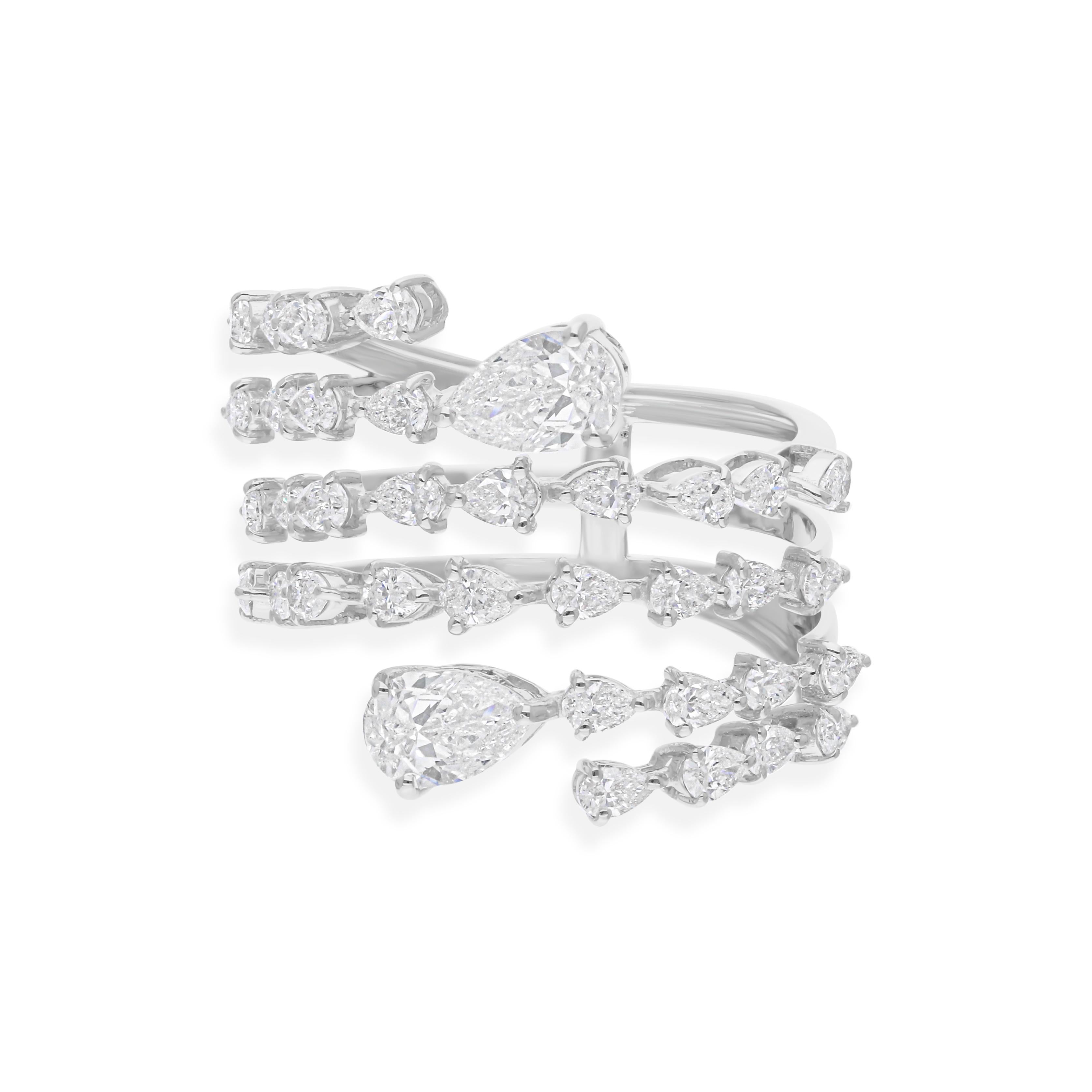 En vente :  SI/HI Bague cocktail spirale en or blanc 18k diamants véritables Bijoux de qualité Cadeau pour elle 4