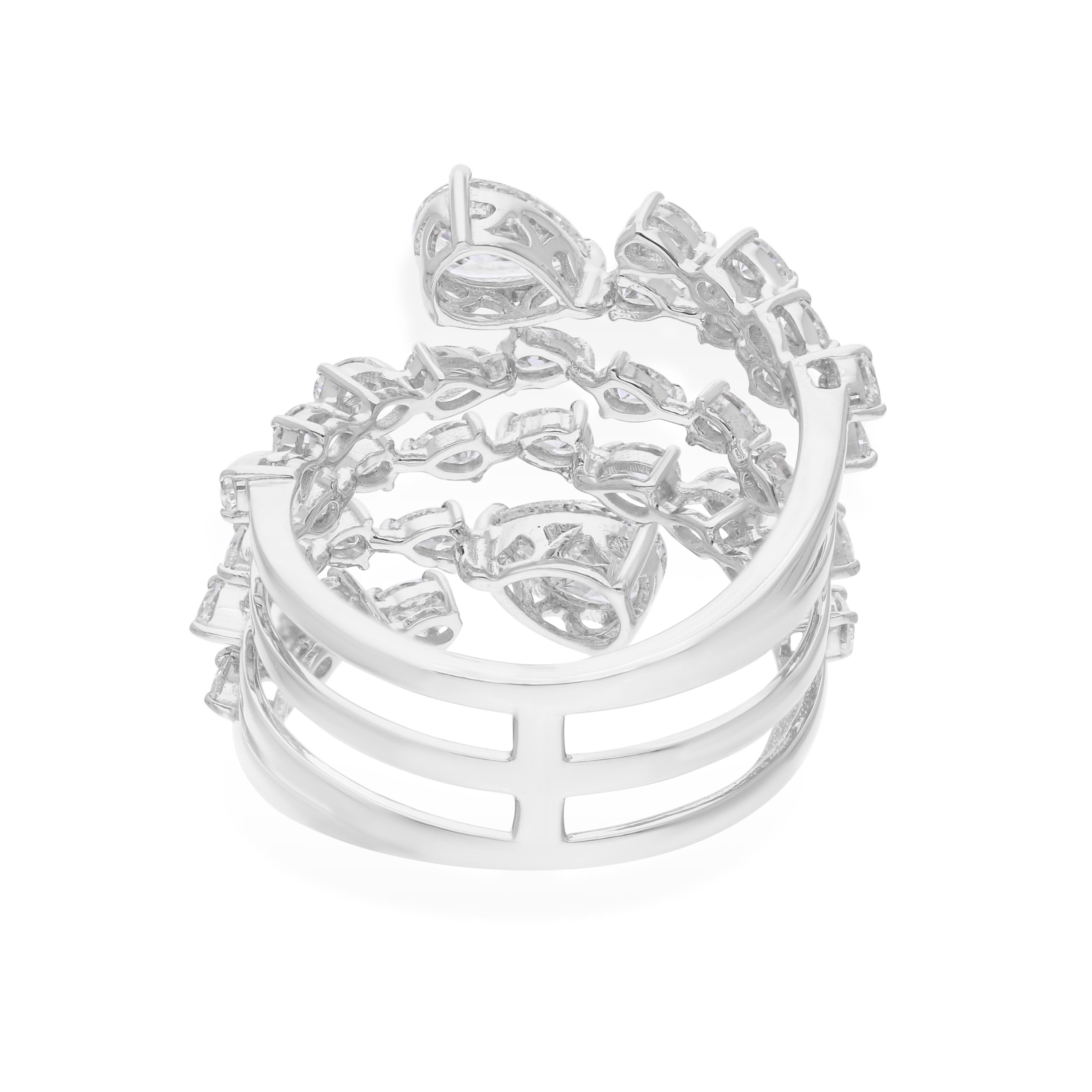 En vente :  SI/HI Bague cocktail spirale en or blanc 18k diamants véritables Bijoux de qualité Cadeau pour elle 6