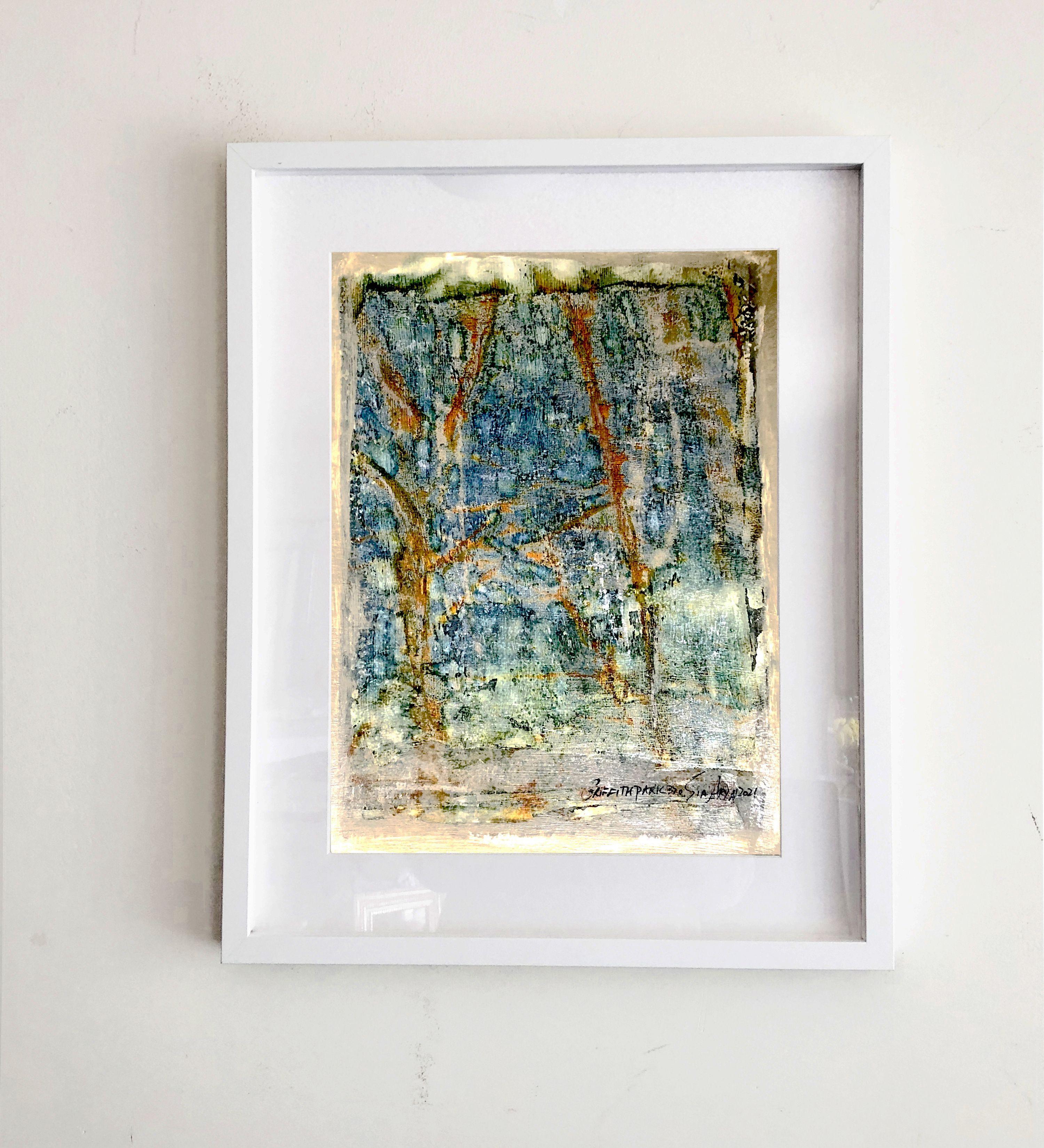 Griffith Park 320 One of a kind framed mixed media, Mixed Media on Paper - Abstract Mixed Media Art by Sia Aryai