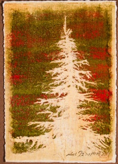Noel 23 One of kind mixed media Christmas tree, Mixed Media on Paper