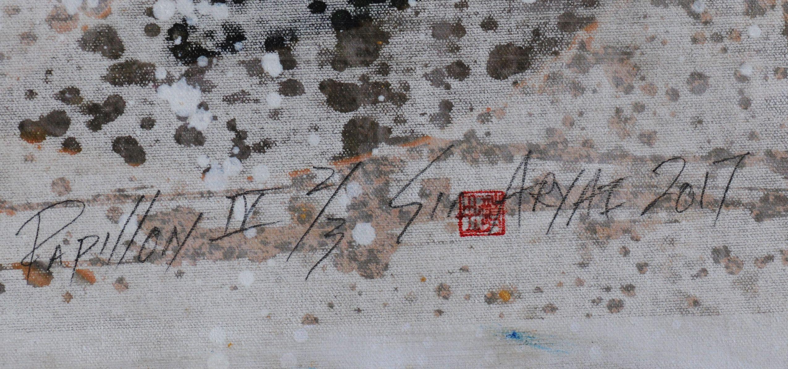 Papillon.IV edition # 2 of 3, Mixed Media on Canvas For Sale 1