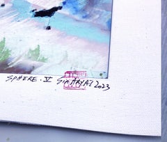 Sphere. V  Framed hand hand-painted butterfly, Mixed Media on Canvas