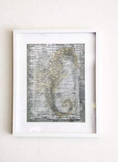 Swing XVIII one of a kind gold leaf framed art, Mixed Media on Paper