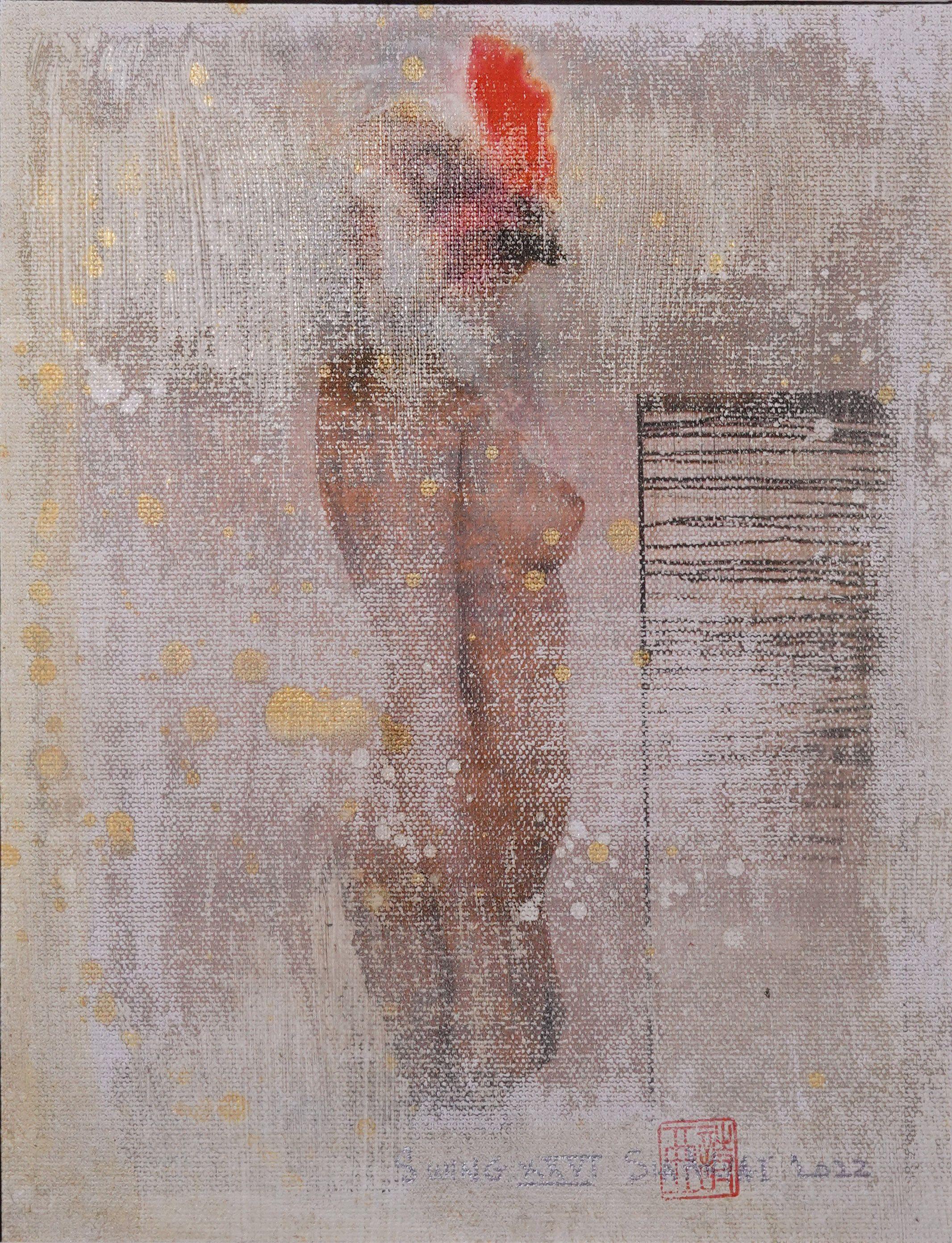 Swing XXVI Abstract one of a kind  framed figuire, Mixed Media on Canvas - Mixed Media Art by Sia Aryai