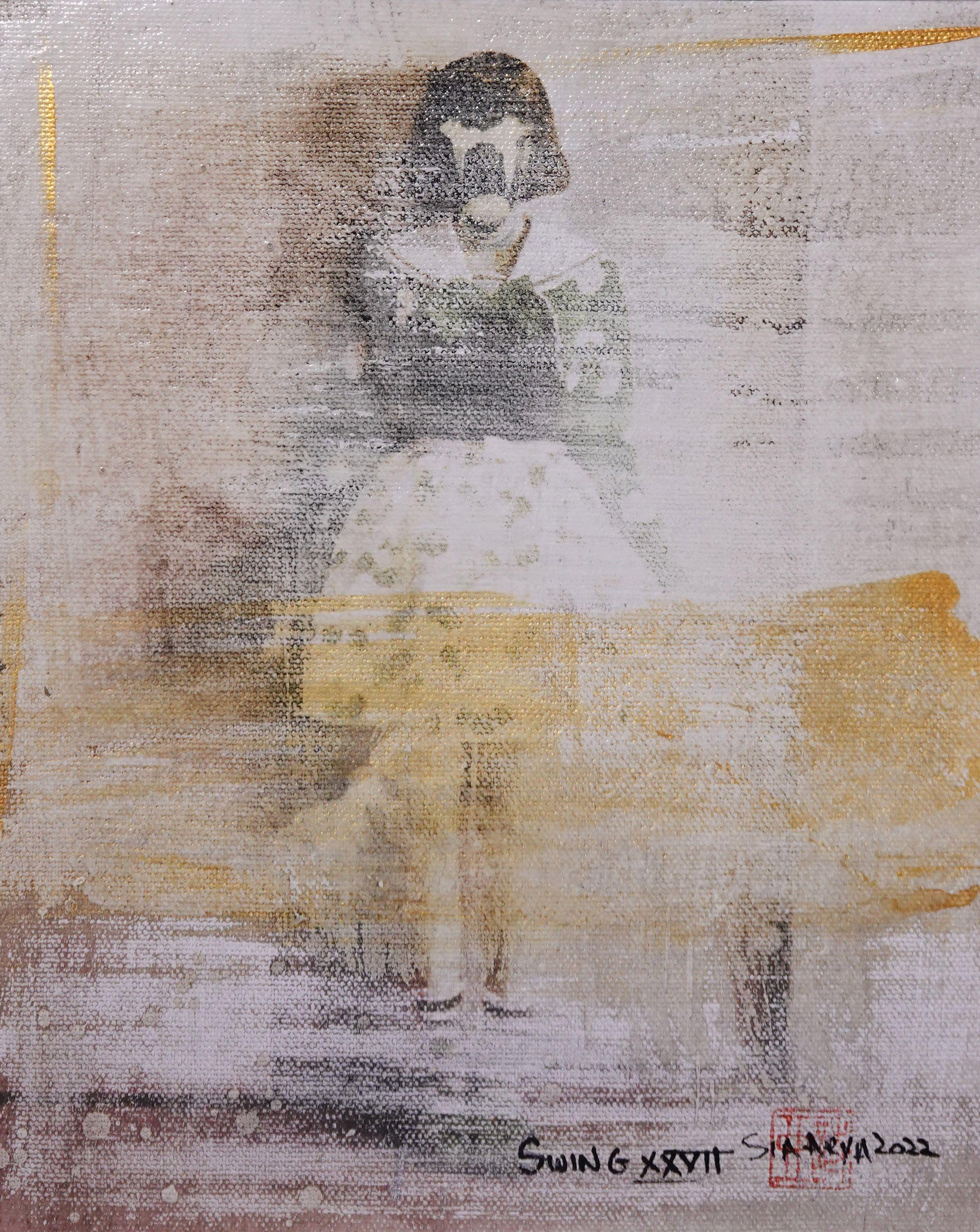 Swing XXVII figura astratta unica nel suo genere incorniciata, tecnica mista su tela - Mixed Media Art di Sia Aryai