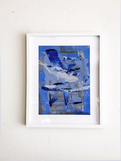 All in bloom. VIII one of a kind blue painting, Painting, Acrylic on Paper