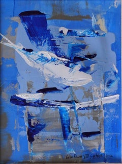 All in bloom. VIII one of a kind blue painting, Painting, Acrylic on Paper