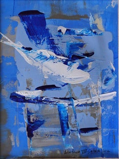 Todo en flor. VIII cuadro azul único, Pintura, Acrílico sobre papel