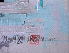 All in bloom. XII framed abstract blue painting, Painting, Acrylic on Paper