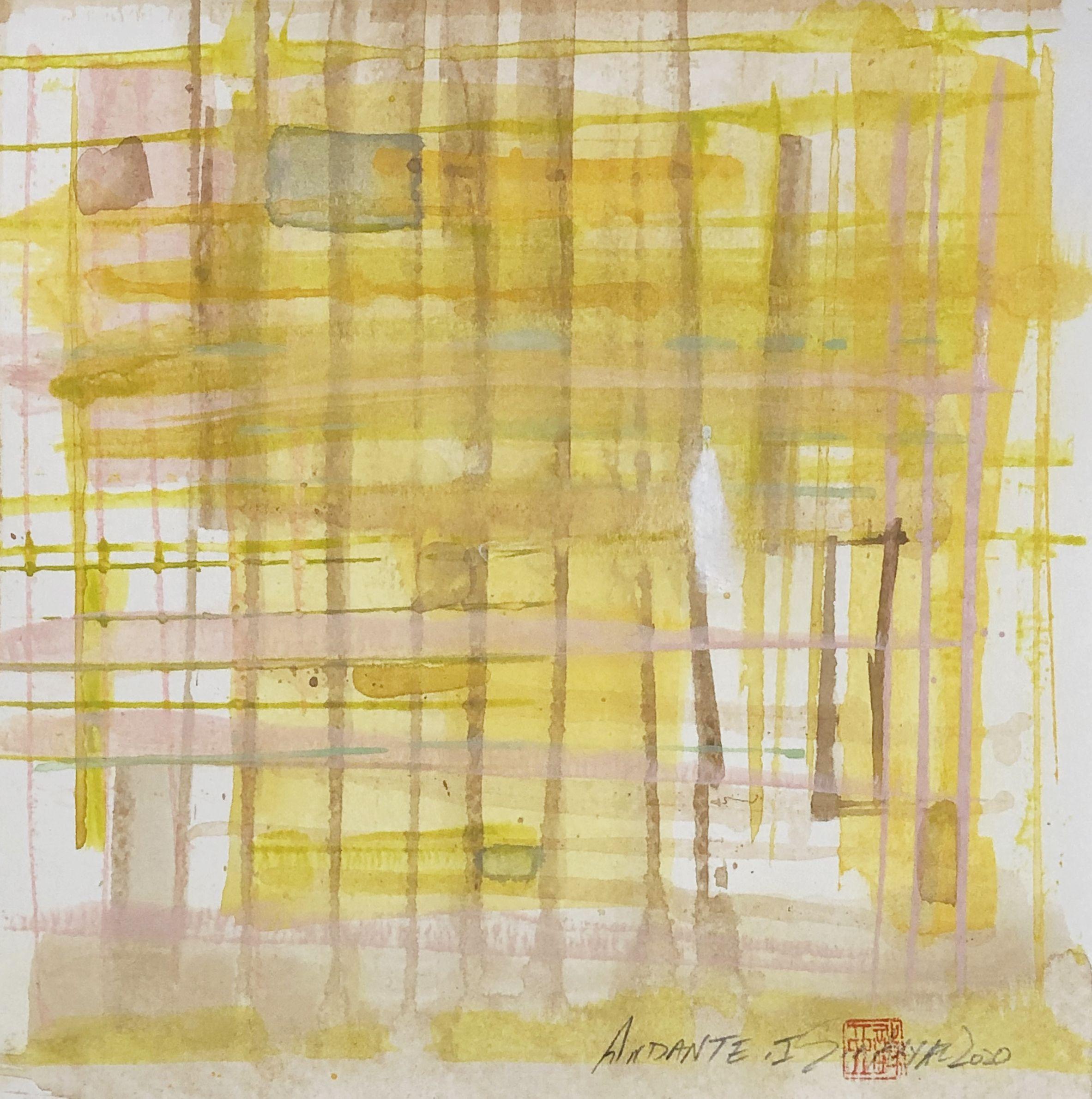 Andante. I  Gerahmtes Original-Abstraktes Gemälde, Acryl auf Papier