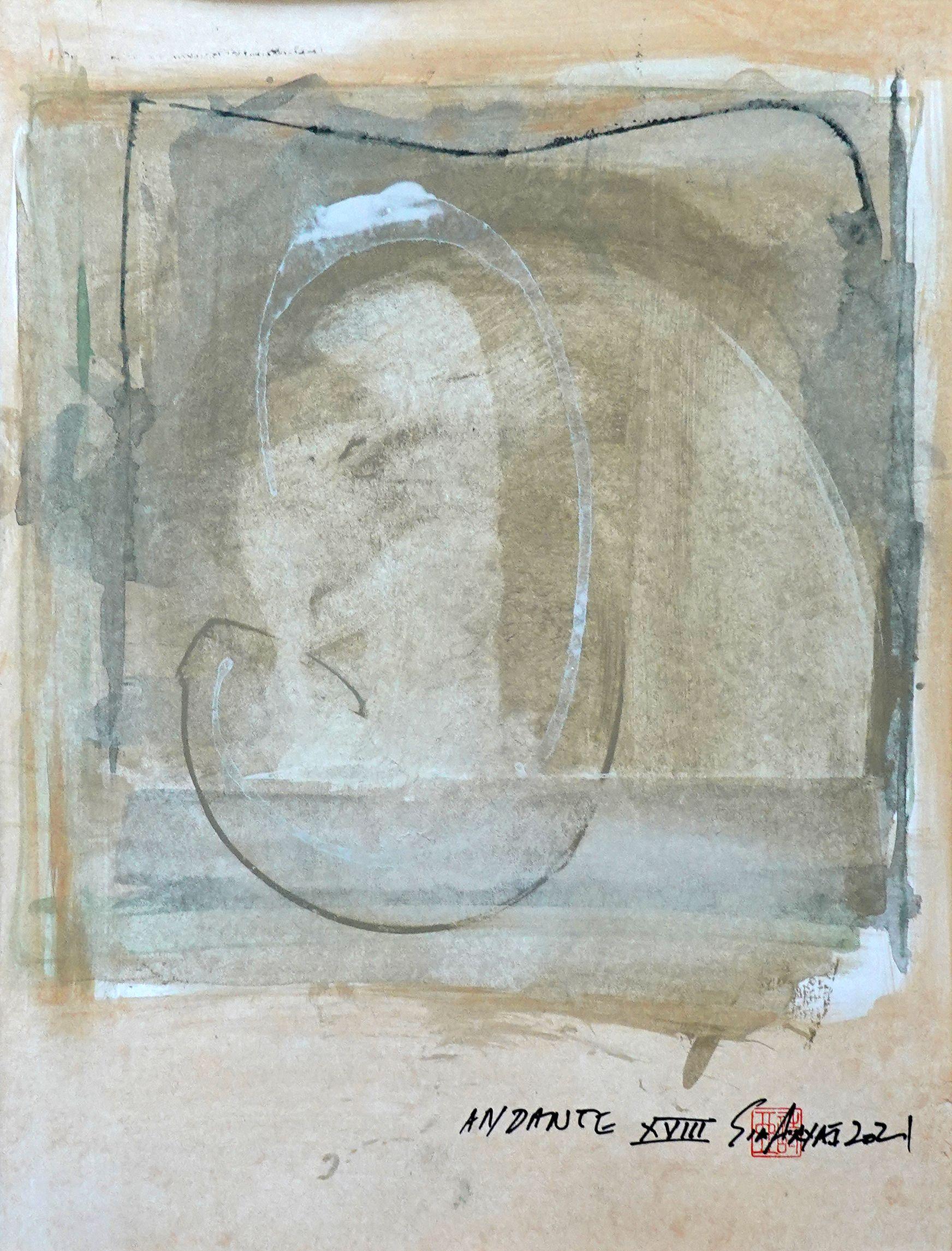 Sia Aryai Abstract Painting - Andante XVIII  abstract acrylic framed painting, Painting, Acrylic on Paper