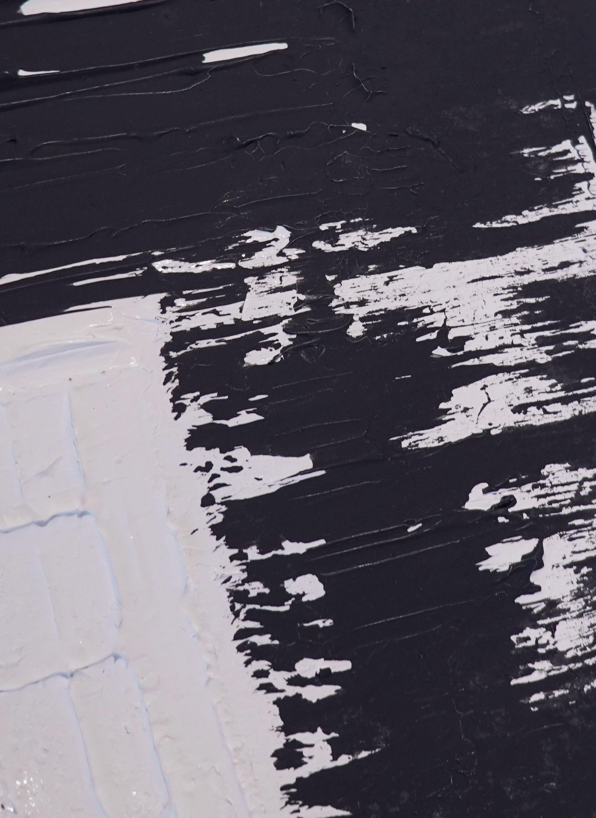 ARIA. VII  Abstraktes gerahmtes Schwarz-Wei-Gemlde, Gemlde, Acryl auf Papier im Angebot 2