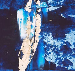 DâEOR .VI  Peinture abstraite encadrée à la feuille d'or, peinture, acrylique sur papier